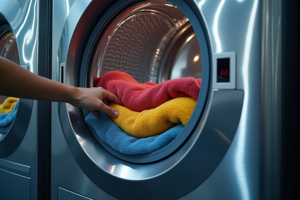 Gros plan sur un lave-linge hightech avec affichage digital