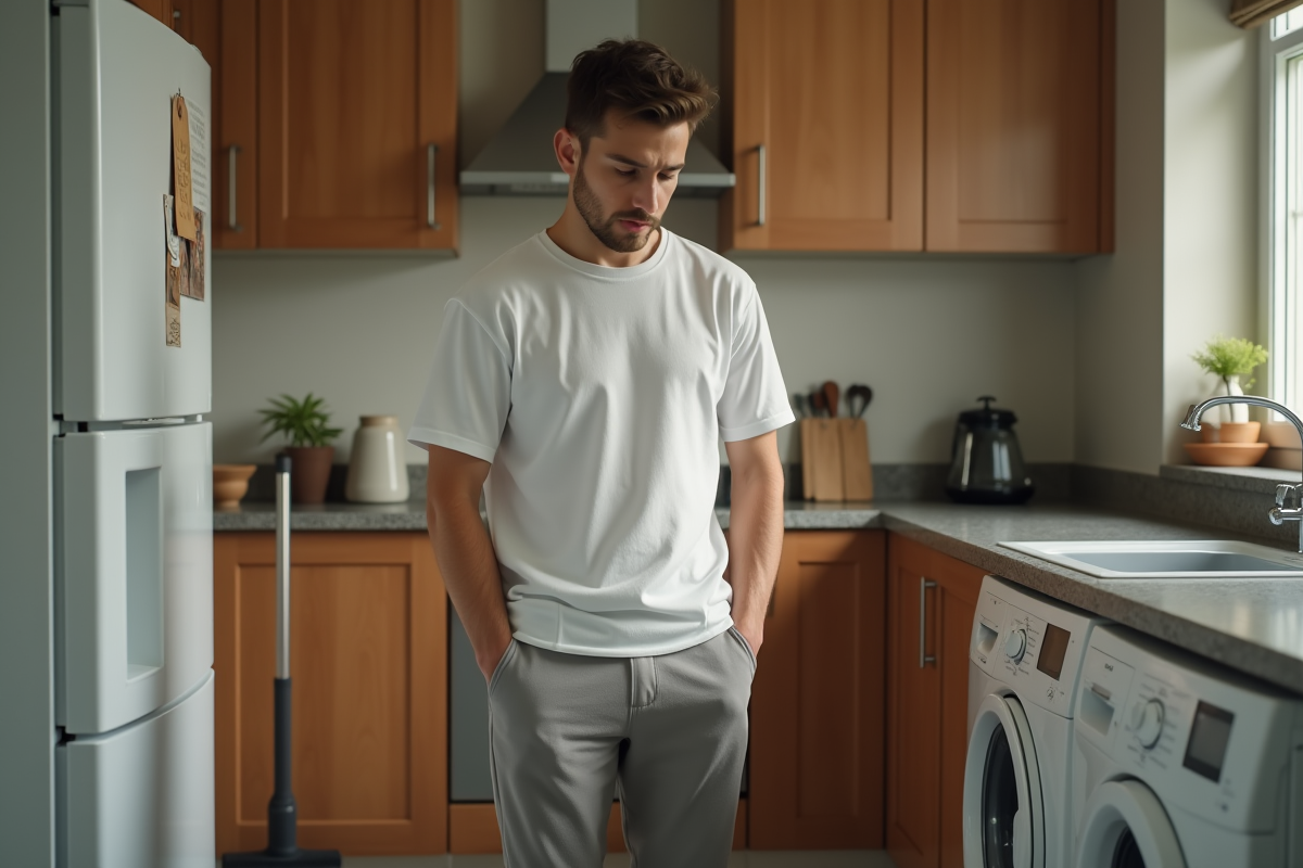 Jeune homme frustré devant une fuite d