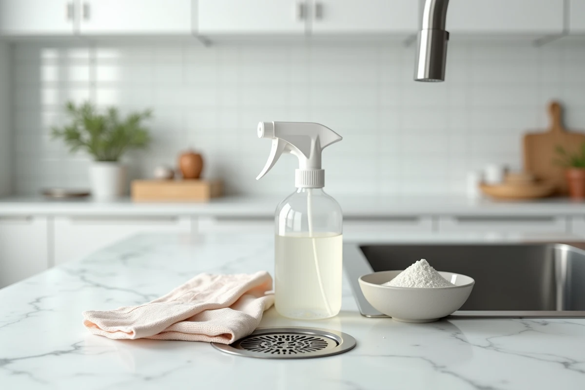 Produits ménagers naturels pour nettoyer les canalisations et prévenir les larves de mouche dans la cuisine