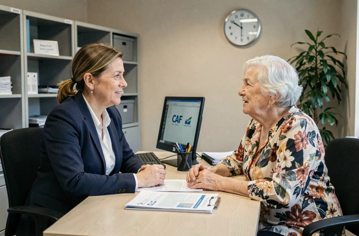 Rendez-vous à la CAF pour obtenir une aide financière pour l'aide ménagère d'une personne âgée