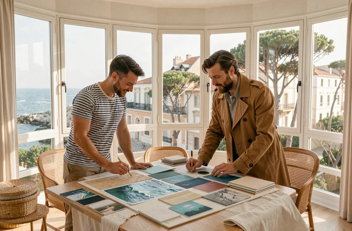 S&SH architecte d'intérieur à Biarritz travaillant sur un projet de décoration côtière avec planche tendance